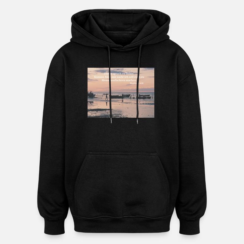 Berufung am Strand: Menschenfischer - Oversized Unisex Hoodie - Schwarz