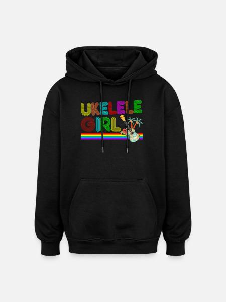 Hawaiian Ukulele Uke Retro 70s - Oversized Unisex Hoodie - black