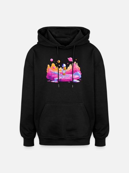 Neon Planet Astronaut - Oversized Unisex Hoodie - black