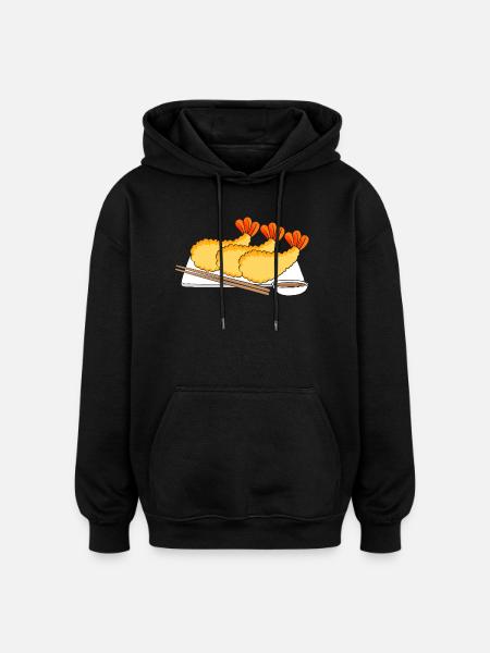 Crab, Spiny Lobster, Seafood, Shrimp - Oversized Unisex Hoodie - black