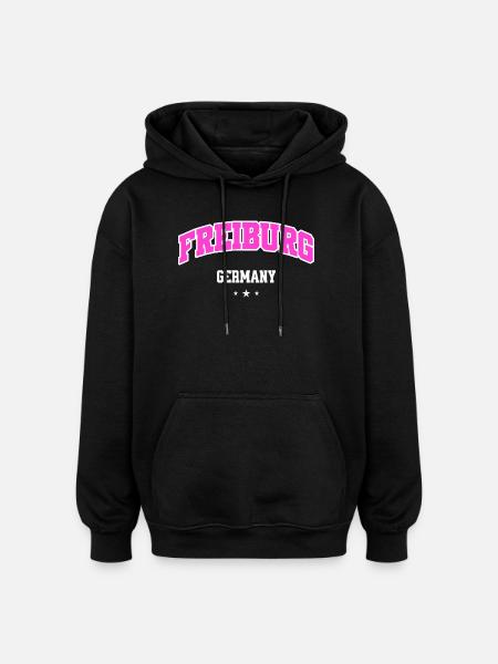 Freiburg Pink Logo Lettering - Oversized Unisex Hoodie - black