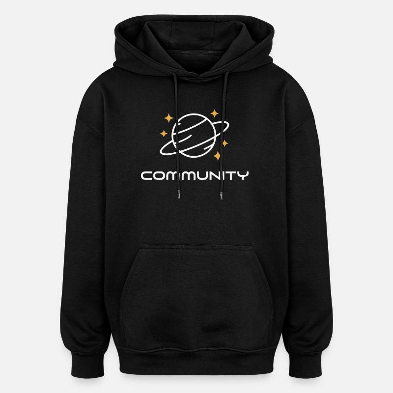 Planet Ringed Unity - Oversized Unisex Hoodie - black