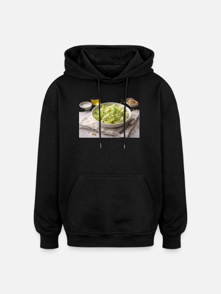 Salad with pine nuts - Oversized Unisex Hoodie - black