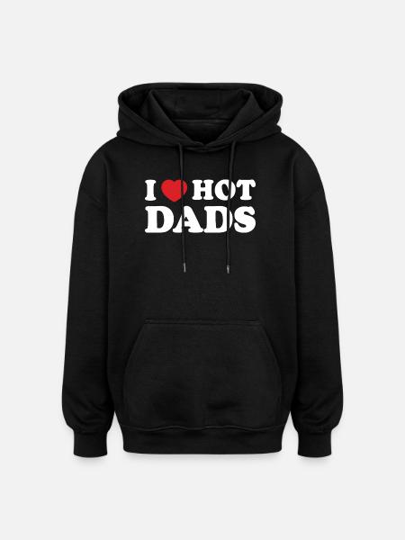 I Heart Hot Dads - Oversized Unisex Hoodie - black