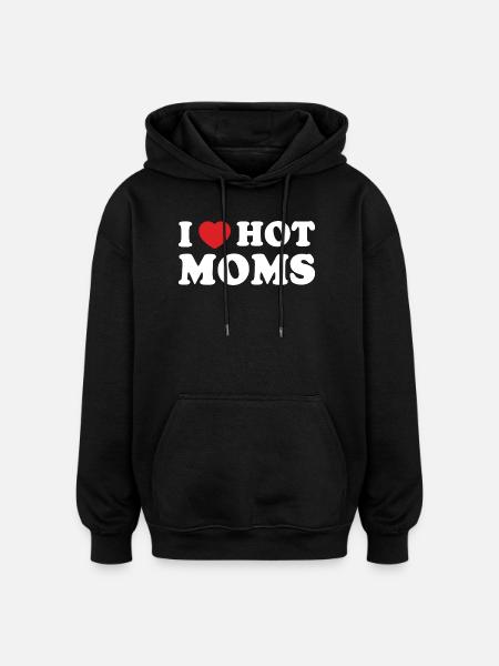 Bold Retro Heart Mom Slogan Tee - Oversized Unisex Hoodie - black