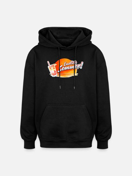 Finally Summer Sun Drink Graphic - Oversized Unisex Hoodie - black