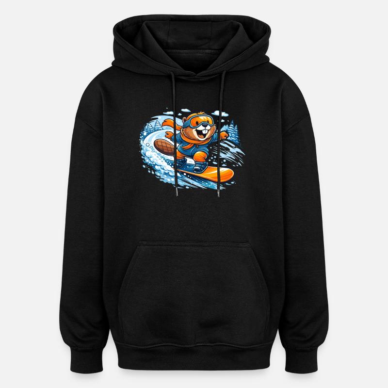 Biber Snowboard Hiver - Sweat à capuche oversize unisexe - noir