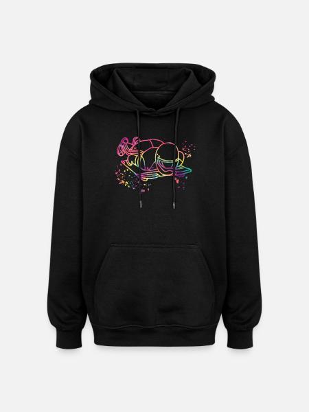 Skeleton Bobsleigh Winter Sports Sled - Oversized Unisex Hoodie - black