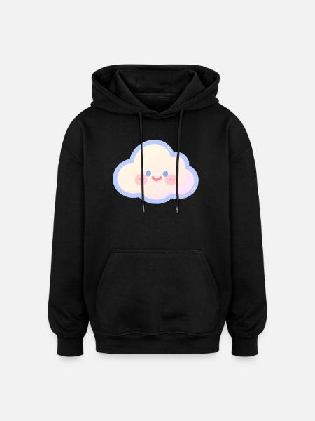 Pastel Cloud Cuddly Charm Kids Cloud - Oversized Unisex Hoodie - black