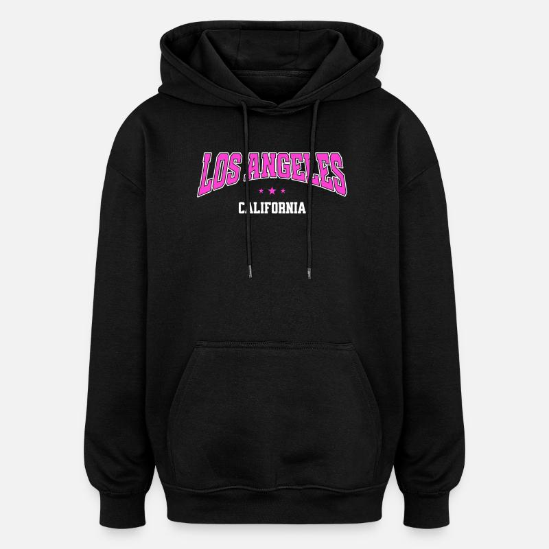 Los Angeles Neon City - Sweat à capuche oversize unisexe - noir