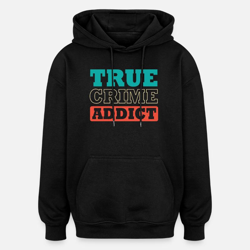 Krimi True Crime - Sweat à capuche oversize unisexe - noir