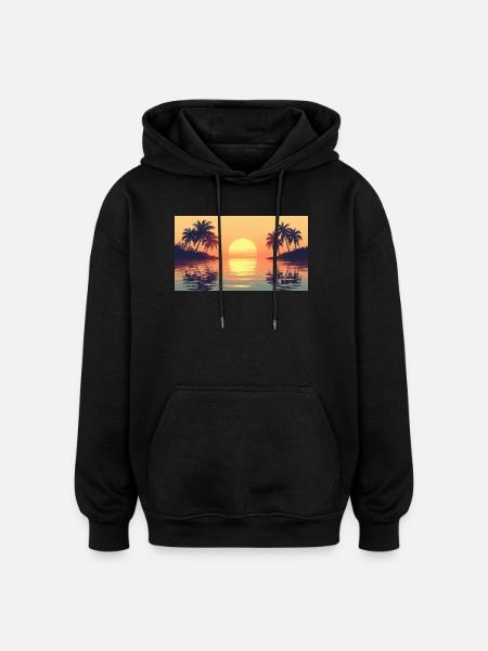 Sunset on tropical island - Oversized Unisex Hoodie - black