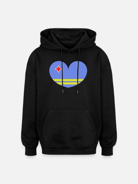 Aruba flag heart - Oversized Unisex Hoodie - black