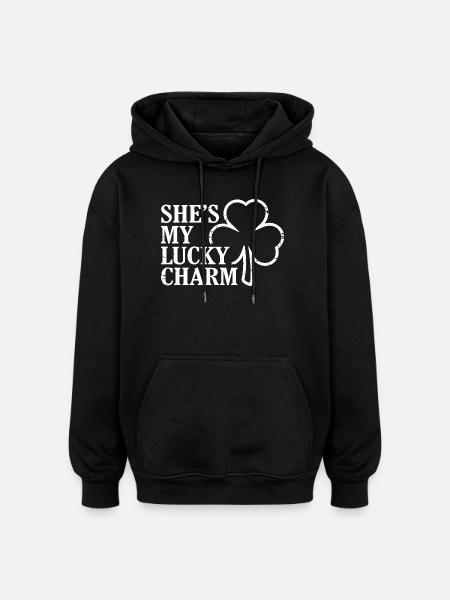 C’est mon trèfle porte-bonheur - Sweat à capuche oversize unisexe - noir
