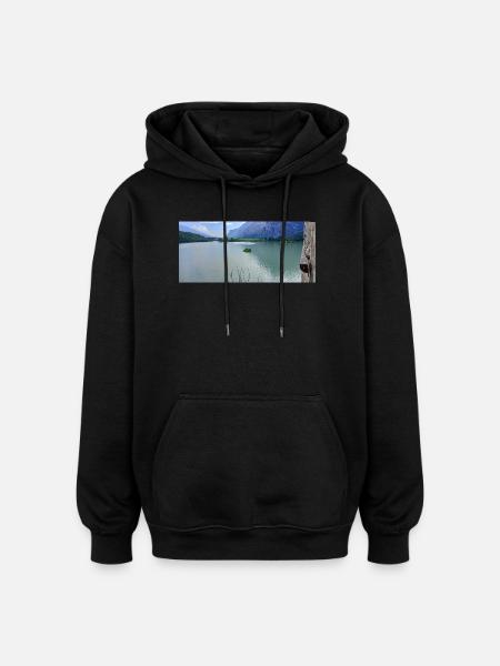 Alpine Lake Sereni Reflections - Oversized Unisex Hoodie - black