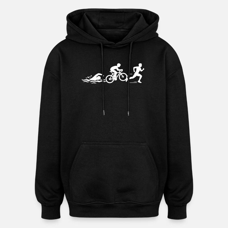 Triathlon Silhouette Sport - Sweat à capuche oversize unisexe - noir