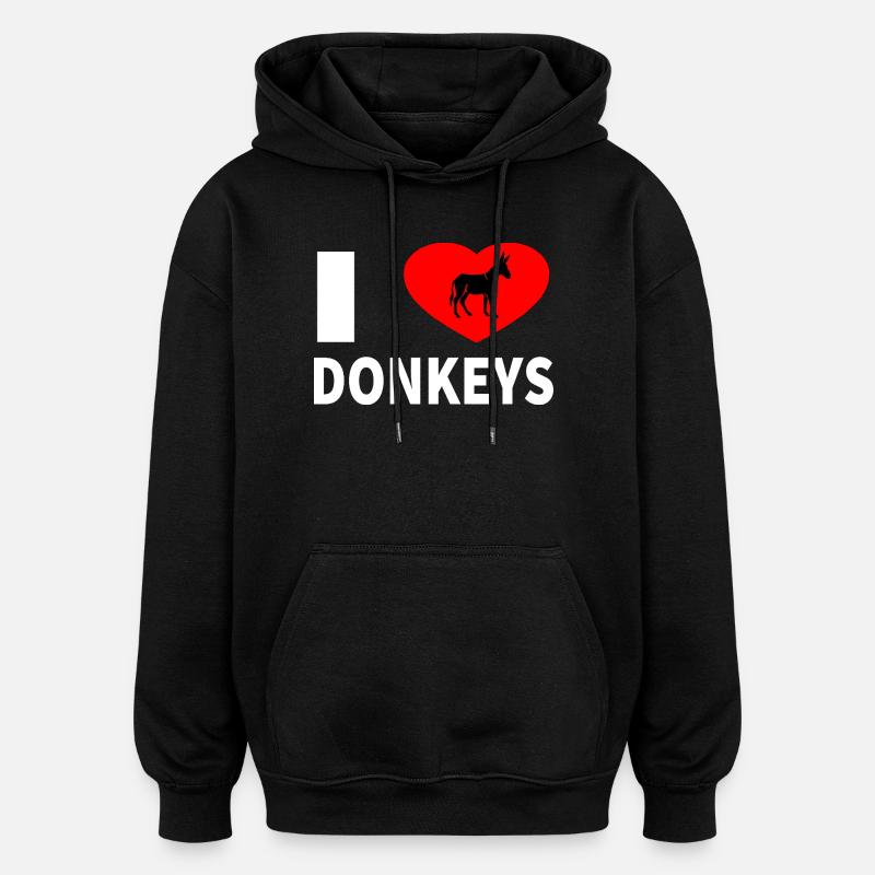 âne - Sweat à capuche oversize unisexe - noir