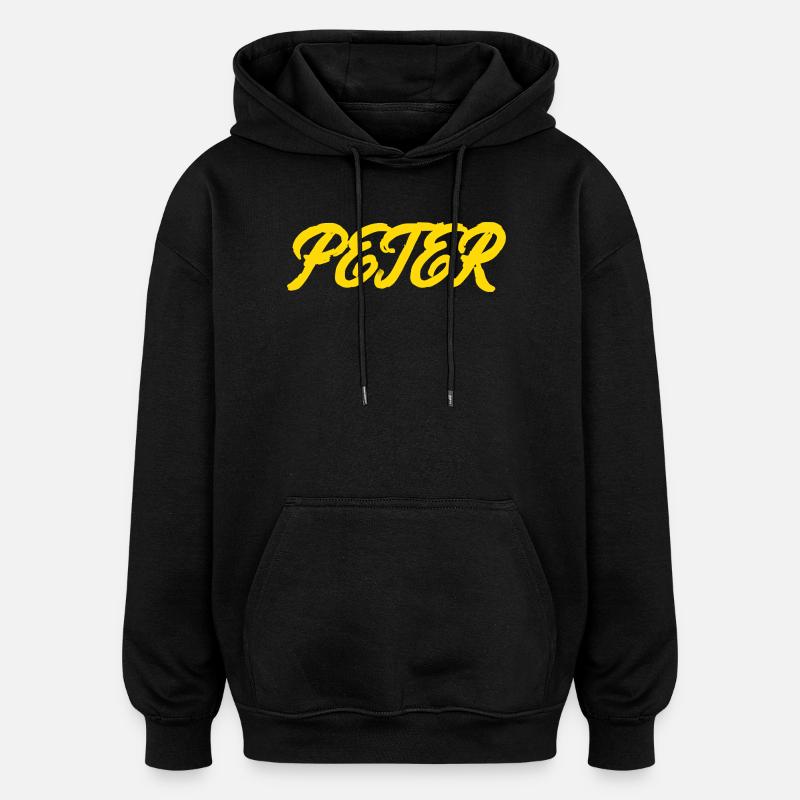 gel er text Peter - Sweat à capuche oversize unisexe - noir