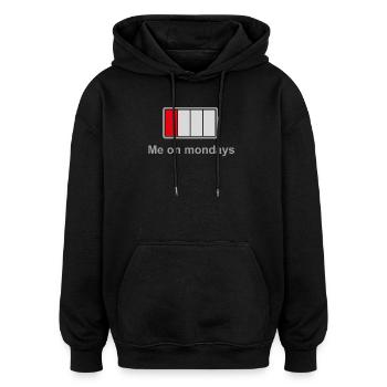 Low Battery Mondays – Low Energy Mood - Oversized Unisex Hoodie - black - Front - Noah (186cm)