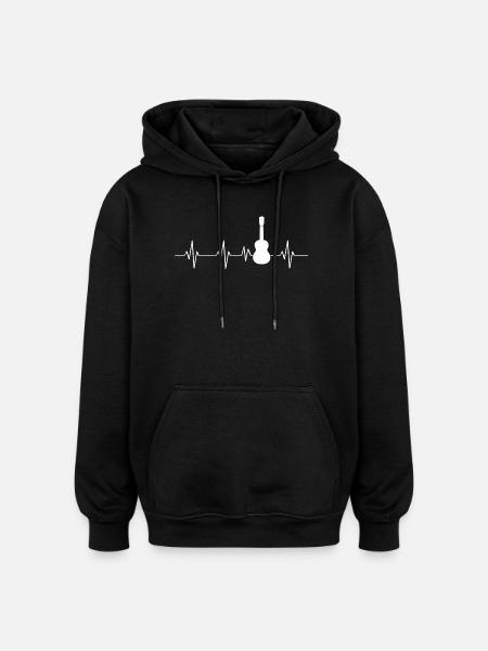 Ukulele heartbeat - Oversized Unisex Hoodie - black