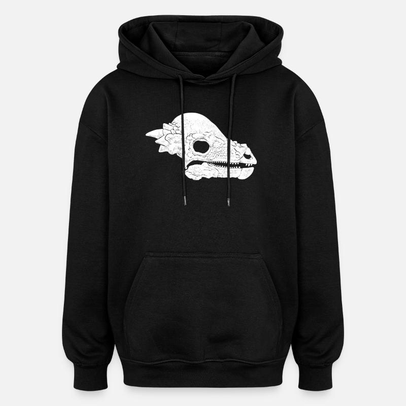 Crâne fossile de Pachycephalosaurus - Sweat à capuche oversize unisexe - noir