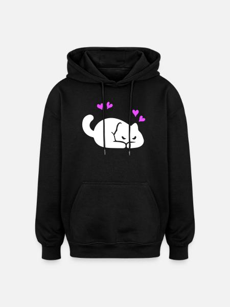 Cat Love - Oversized Unisex Hoodie - black