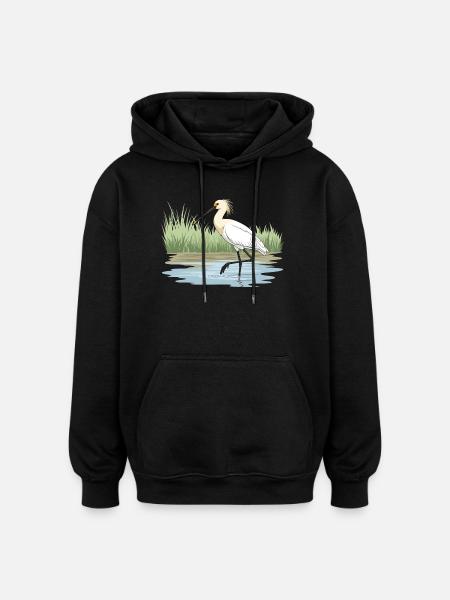 Löffler Loeffler Platalea leucorodia - Oversized Unisex Hoodie - black