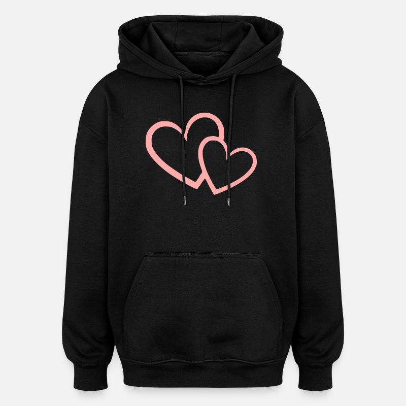 Saint-Valentin Cœur Rose, St.valentin - Sweat à capuche oversize unisexe - noir