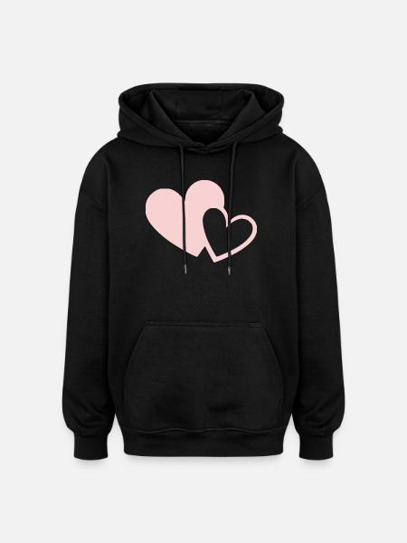 Saint-Valentin Cœur Rose, St.valentin - Sweat à capuche oversize unisexe - noir
