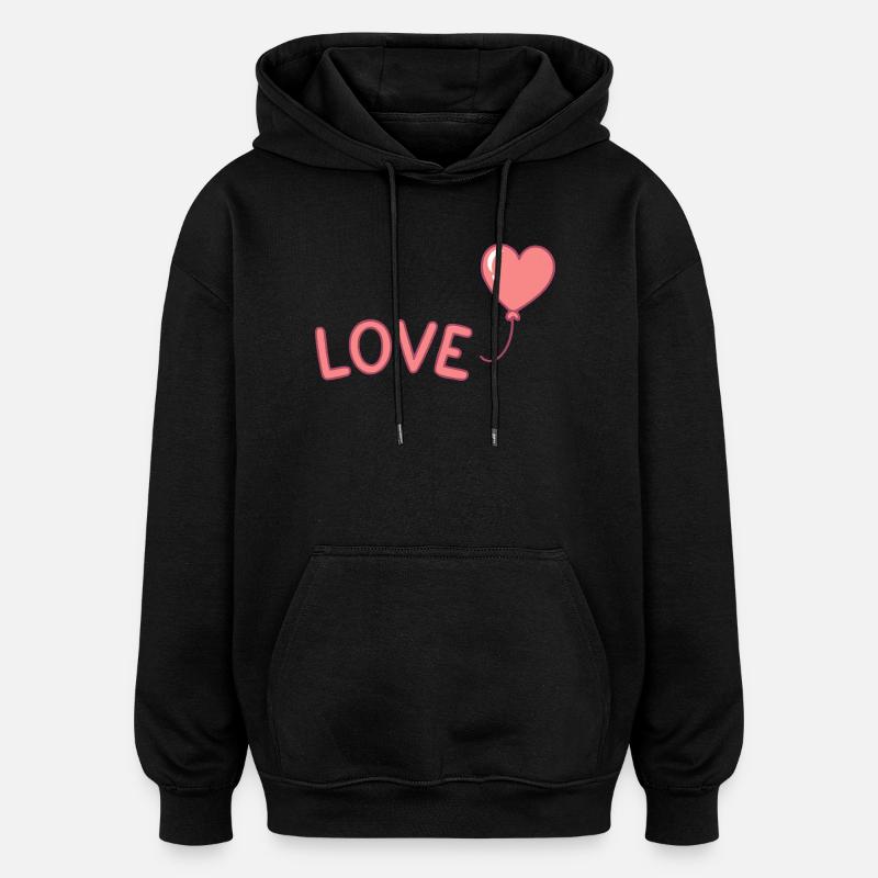 Pastel Love Balloon Illustration - Sweat à capuche oversize unisexe - noir