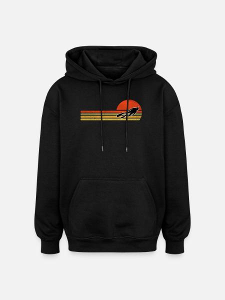 Retro Sunset Jump Figure - Oversized Unisex Hoodie - black