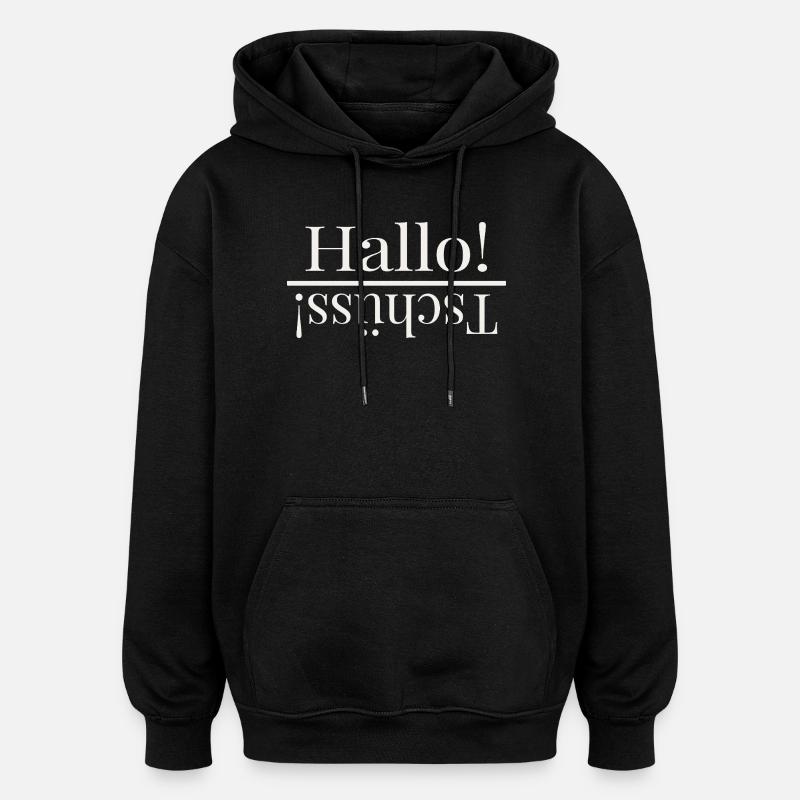 Bonjour Pun Design - Sweat à capuche oversize unisexe - noir