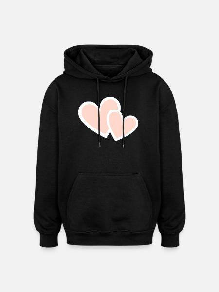 Saint-Valentin Cœur Rose, St.valentin - Sweat à capuche oversize unisexe - noir