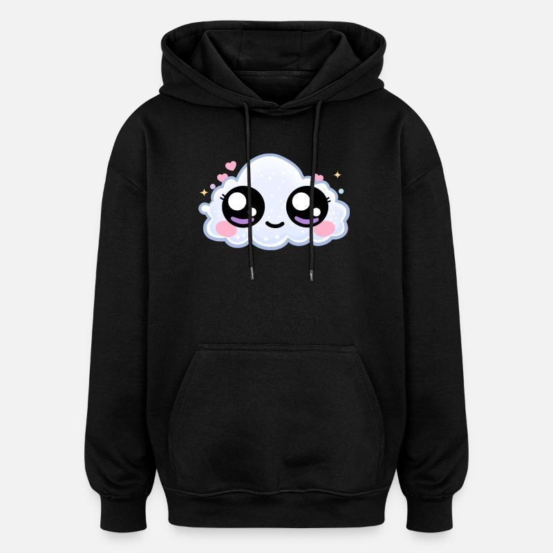 Cloud Eyes Kawaii – Soft Dreamy Eyes - Sweat à capuche oversize unisexe - noir
