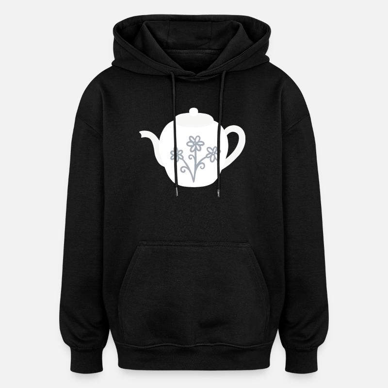 Floraison florale de théière - Sweat à capuche oversize unisexe - noir