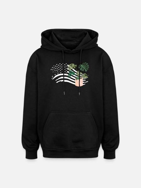 American Flag Plant Lover Plants - Oversized Unisex Hoodie - black