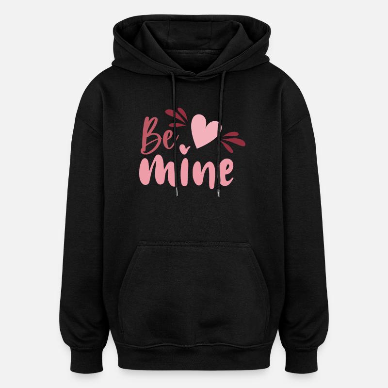 Be Mine Heart Script - Oversized Unisex Hoodie - black