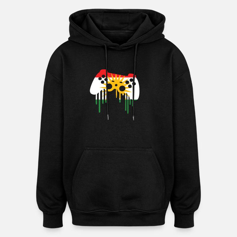 Joueur de drapeau du Kurdistan - Sweat à capuche oversize unisexe - noir