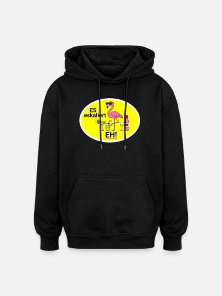 Flamingo Escalates Humor - Oversized Unisex Hoodie - black