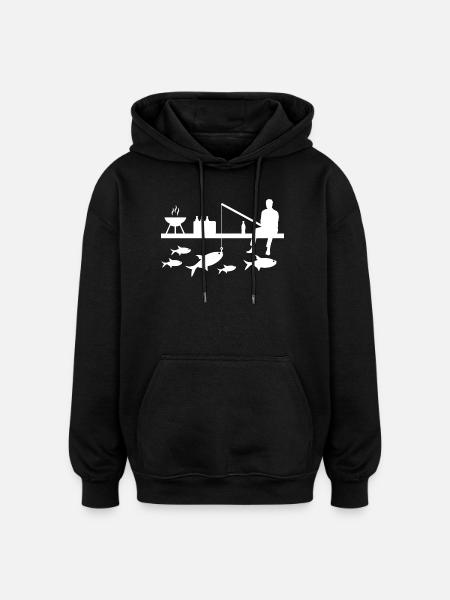 Pêche - Sweat à capuche oversize unisexe - noir
