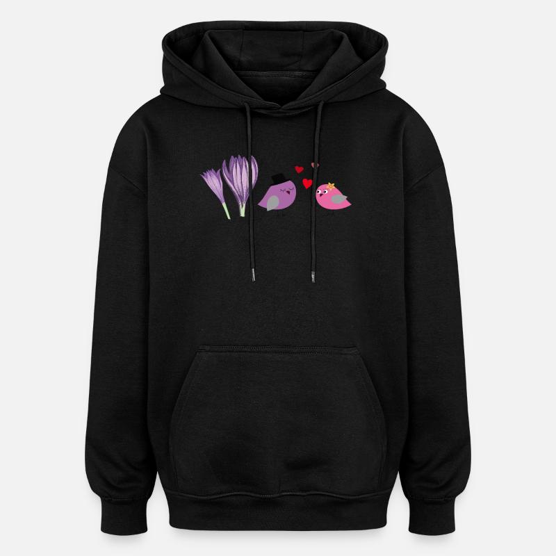 Oiseaux amoureux - Sweat à capuche oversize unisexe - noir