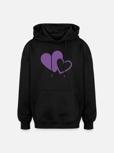 violet heart two violet hearts gift - Oversized Unisex Hoodie - black
