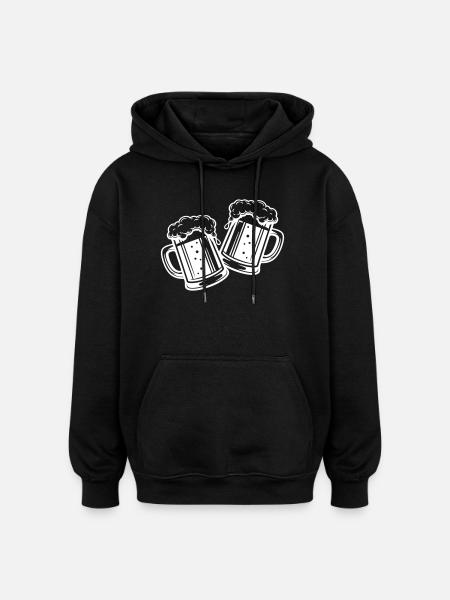 Bierglas Bier Anstossen - Oversized Unisex Hoodie - Schwarz
