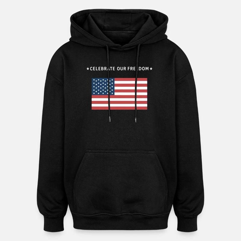 Drapeau américain Liberté - Sweat à capuche oversize unisexe - noir