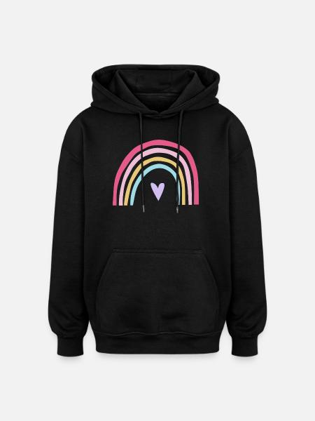 Rainbow pastel pink purple - Oversized Unisex Hoodie - black