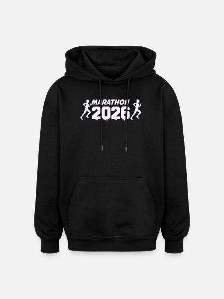 Marathon 2026 Runner Silhouette Design - Oversized Unisex Hoodie - black