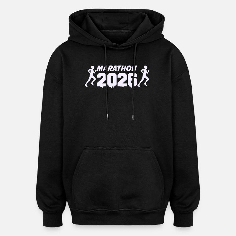 Marathon 2026 Runner Silhouette Design - Oversized Unisex Hoodie - black