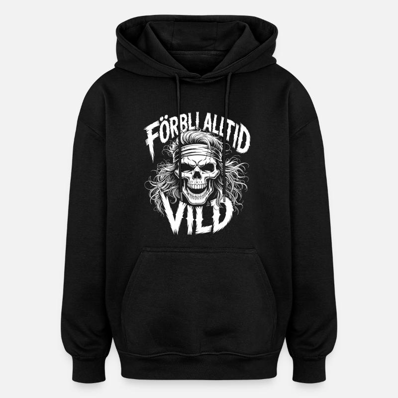 Wild Side Skull - Oversized Unisex Hoodie - black