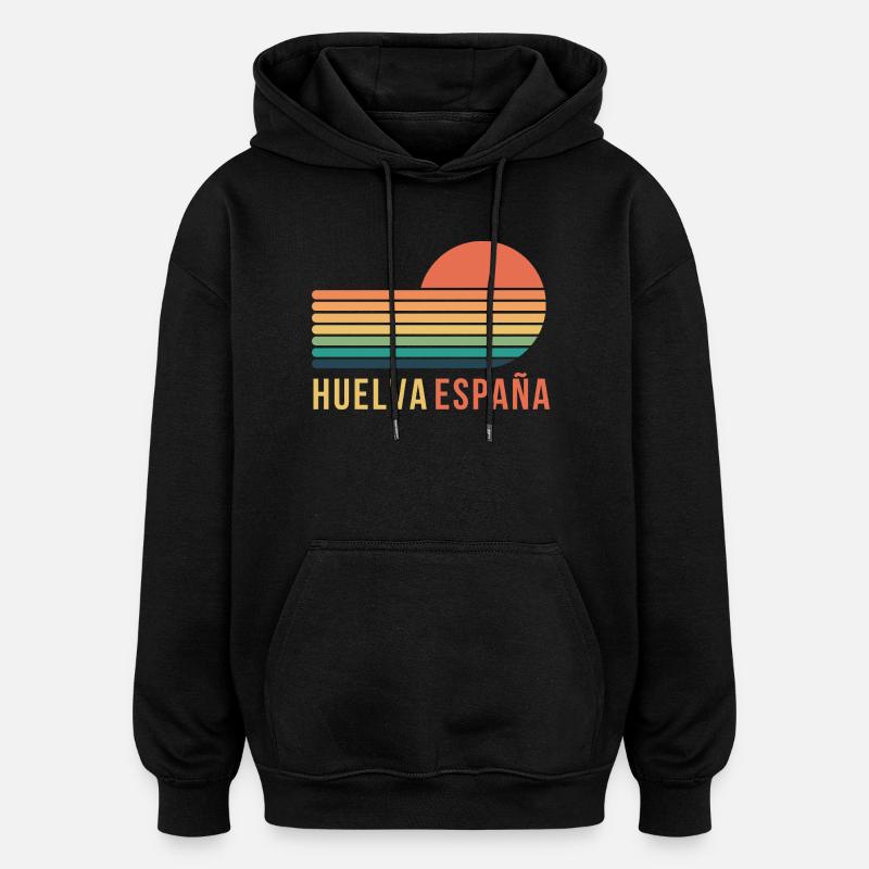 Huelva, Espagne - Sweat à capuche oversize unisexe - noir