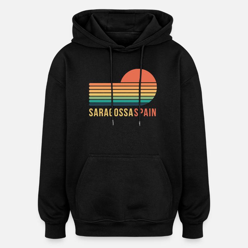 Saragosse, Espagne - Sweat à capuche oversize unisexe - noir